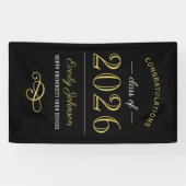 2025 Eleganter Gold Black Custom Abschluss Banner (Horizontal)