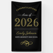 2025 Eleganter Gold Black Custom Abschluss Banner (Vertikal)
