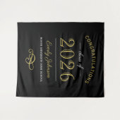 2025 Eleganter Gold und Black Custom Abschluss Wandteppich (Vorderseite (Horizontal))