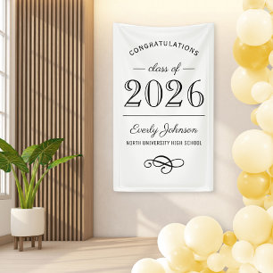 2025 Eleganter Schwarz-Weiß-Abschluss Banner