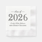 2025 Eleganter Schwarz-Weiß-Abschluss Serviette (Vorderseite)
