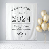 2025 Eleganter Schwarz-Weiß-Abschluss Wandteppich