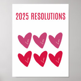 2025 ENTSCHLIESSUNGEN LIEBE Rosa Herzen Poster