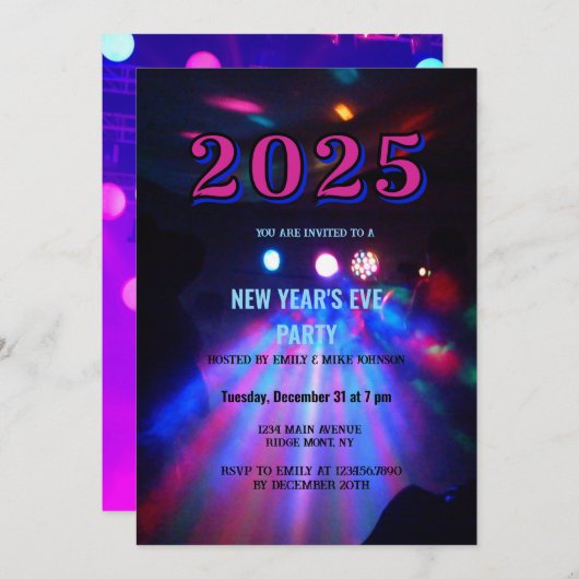 2025 Farbenfrohe Disco Ball Silvester Party Einladung (Vorne/Hinten)