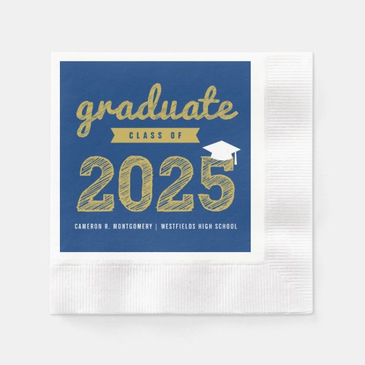 2025 Fett Gold Sketch Text Moderne Graduation Part Serviette (Vorderseite)