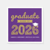 2025 Fett Gold Sketch Text Moderne Graduation Part Serviette (Vorderseite)