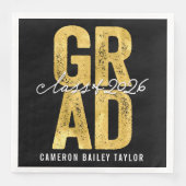 2025 Fett GRAD Gold Foil Moderne Graduation Party Serviette (Vorderseite)