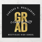 2025 Fett GRAD Gold Foil Stilvolle Graduation Part Bierflaschenetikett (Einzelnes Label)