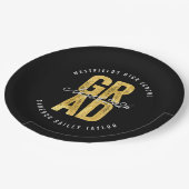 2025 Fett GRAD Gold Foil Stilvolle Graduation Part Pappteller (Schrägansicht)