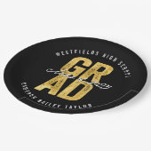 2025 Fett GRAD Gold Foil Stilvolle Graduation Part Pappteller (Schrägansicht)