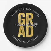 2025 Fett GRAD Gold Foil Stilvolle Graduation Part Pappteller (Vorderseite)