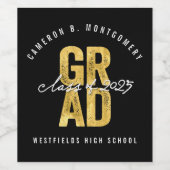 2025 Fett GRAD Gold Foil Stilvolle Graduation Part Weinetikett (Einzelnes Label)