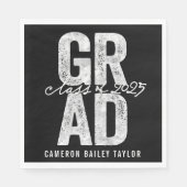 2025: Fett GRAD Silver Foil Graduation Party Paper Serviette (Vorderseite)