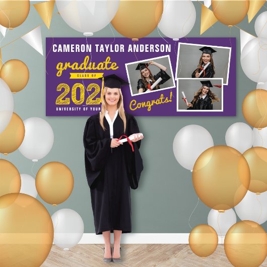 2025 Fett Sketch 3 Foto Collage Graduation Party Banner