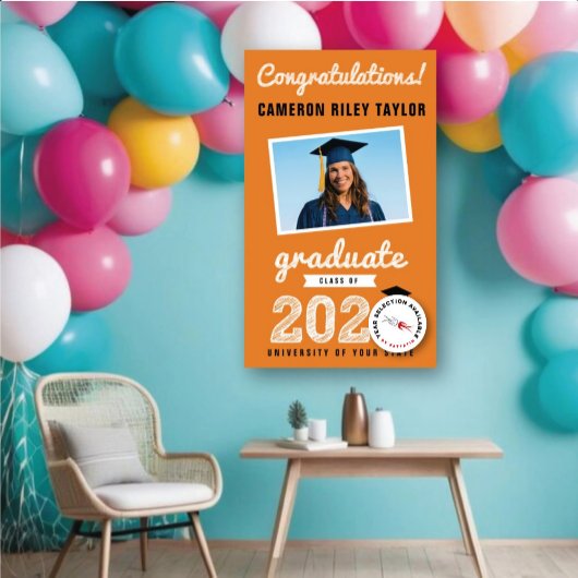 2025 Fett-Sketch über Orange Foto Graduation Party Banner