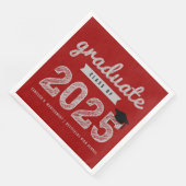 2025 Fett Text Text Red Modern Graduation Party Serviette (Ecke)