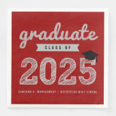 2025 Fett Text Text Red Modern Graduation Party Serviette (Vorderseite)