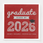 2025 Fett Text Text Red Modern Graduation Party Serviette (Vorderseite)