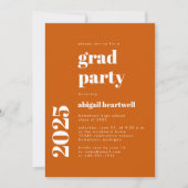 2025 Fett Typografie Burnt Orange Grad Party Einladung (Vorderseite)