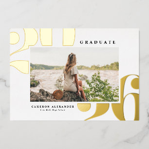 2025 Fett Typografie Foto Abschluss Gold Folieneinladung