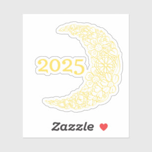 2025 Floral Moon Vinyl Sticker - Ideal für Lapto
