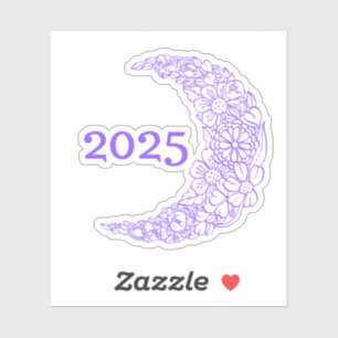 2025 Floral Moon Vinyl Sticker - Ideal für Lapto