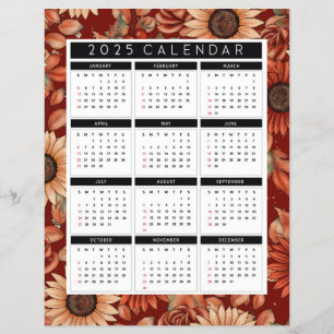 2025 Flyer-Kalender für Sonnenblumen - Jahr auf ei Flyer