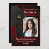 2025 Foto Abschluss Black and Red Tassel Charm Einladung (Vorne/Hinten)