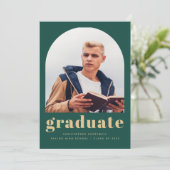 2025 Foto Arch Classic Green Gold Abschluss Ankündigung (Stehend Vorderseite)