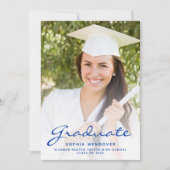 2025 Foto Blue Gold Script Grad Bekanntgabe Einladung (Vorderseite)