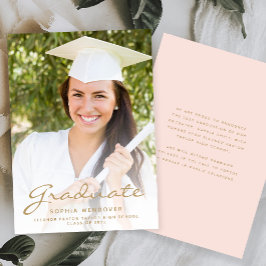 2025 Foto Blush Gold Script Grad Bekanntgabe Einladung