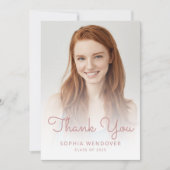 2025 Foto Blush Pink Glitzer Tropfen Abschluss Dankeskarte (Vorderseite)