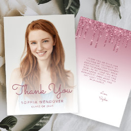 2025 Foto Burgundy Glitzer Tropfen Abschluss Dankeskarte