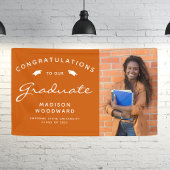 2025 Foto Burnt Orange White Script Abschluss Banner