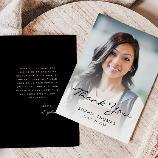 2025 Foto Classic Modern Black Gold Dankeskarte