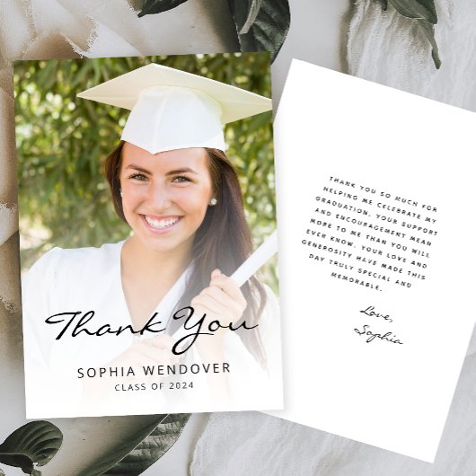 2025 Foto Classic Modernes Schwarz-weiß Dankeskarte