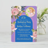 2025 Foto Graduation Party für Aquarellfarben Pink Einladung (Stehend Vorderseite)