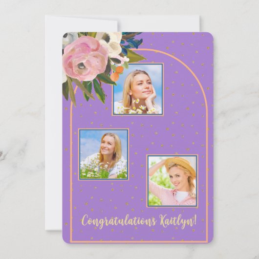 2025 Foto Graduation Party für Aquarellfarben Pink Einladung (Rückseite)