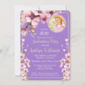 2025 Foto Graduation Party für Aquarellfarben Pink Einladung (Vorderseite)