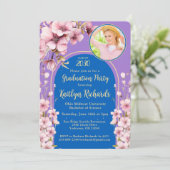 2025 Foto Graduation Party für Aquarellfarben Pink Einladung (Stehend Vorderseite)