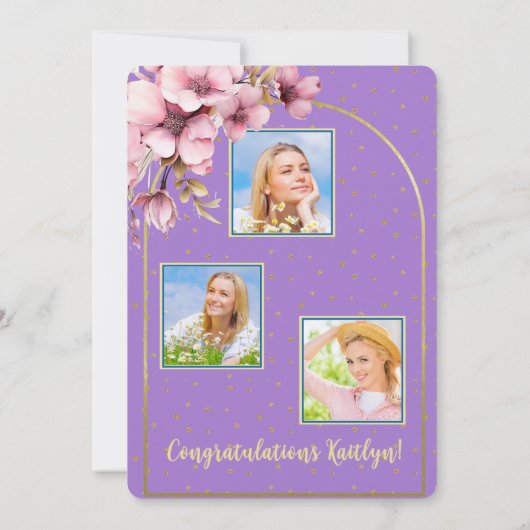 2025 Foto Graduation Party für Aquarellfarben Pink Einladung (Rückseite)