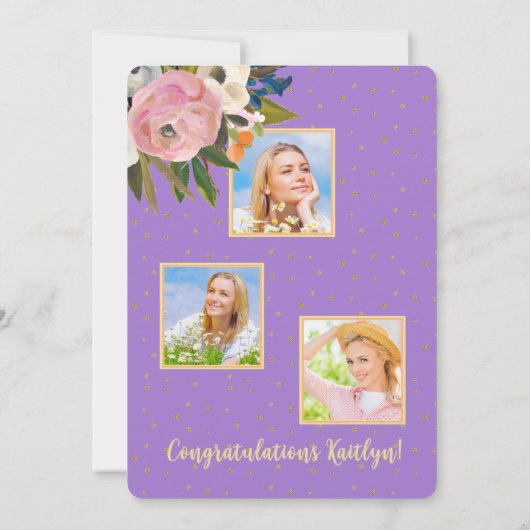 2025 Foto Graduation Party für Aquarellfarben Pink Einladung (Rückseite)