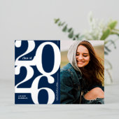 2025 Foto Graduation Party Navy Silver Folieneinladung (Stehend vorne)