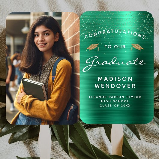 2025 Foto Grüner Abschluss aus gebürstetem Metall Fächer