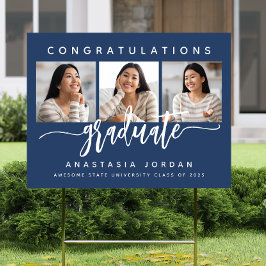 2025 Foto Navy Blue Glückwunschs Graduate Yard Gartenschild