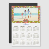 2025 Foto Retro Blumenkalender Magnetkarte (Vorne/Hinten)