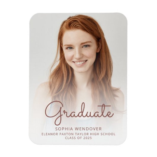 2025 Foto Rose Script Overlay Grad Bekanntgabe Magnet (Vertikal)