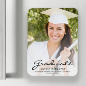 2025 Foto White Black Script Grad Ankündigung Magnet