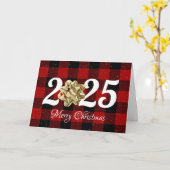 2025 Frohe Weihnachtskuh auf Kariert Karte (Gelbe Blume)