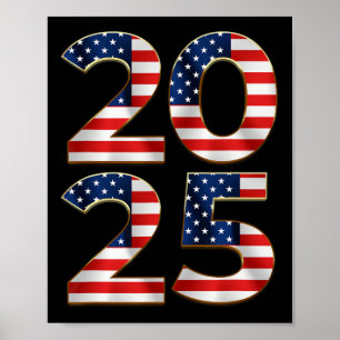 2025 Frohes Neues Jahr Flag Amerikanisch Flag Patr Poster